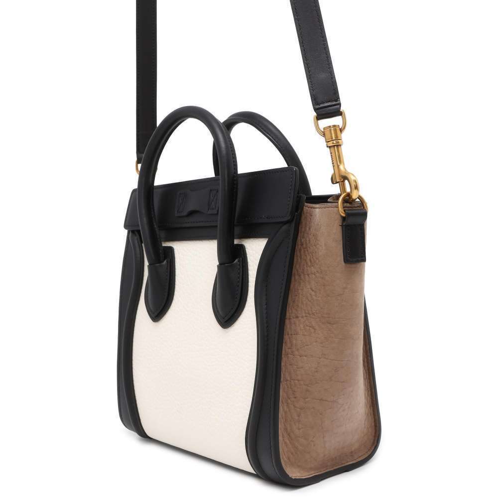 Celine handbag Luggage Shopper leather suede shoulder bag black white - Picture 2 of 12